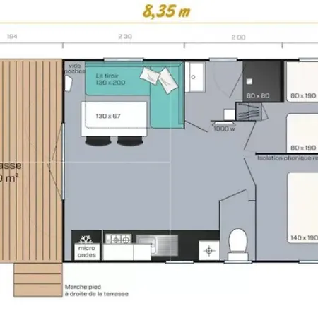 Mobil-home Avec Terrasse, 4 Couchages, 2 - Api-1-52-1413 * Sandrans